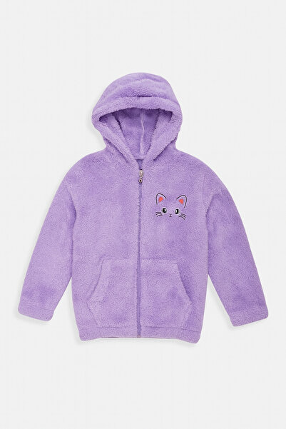 Uğur bebe Girl's Purple Welsoft Plush Hooded Zippered Sweatshirt Jacket – Winter Warm Coat