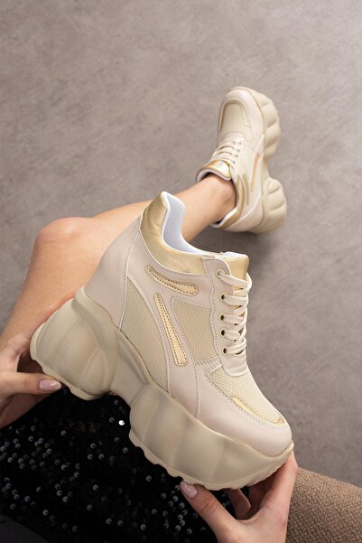 Modanizm Evanoraa Krem detay Dolgu Spor Ayakkabı