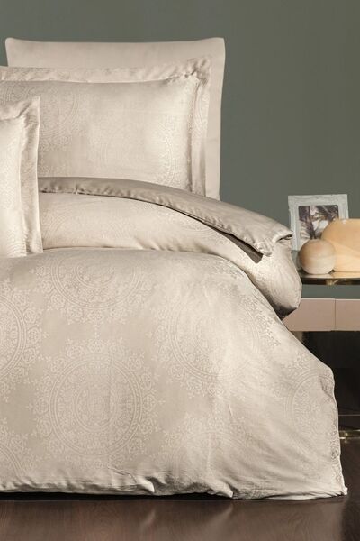 VAROL Σετ Παπλωματοθήκη Liyosel Jacquard Μονό - Nothingham Cappuccino