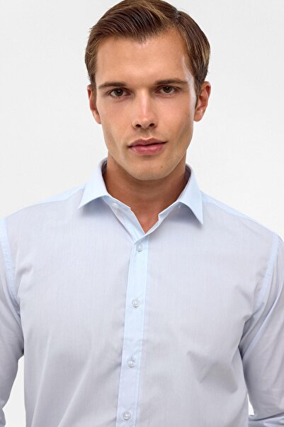 SÜVARİ Buz Mavi Slim Fit Düz Klasik Yaka Gömlek