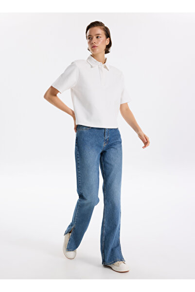 Fabrika Yüksek Bel Normal Paça Straight İndigo Kadın Denim Pantolon F5WL-PNT0190