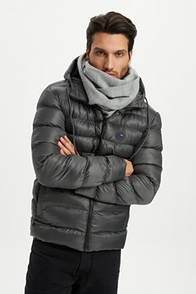 D1fference Men's Black Windproof Hooded Puffer Jacket - Lined Inside