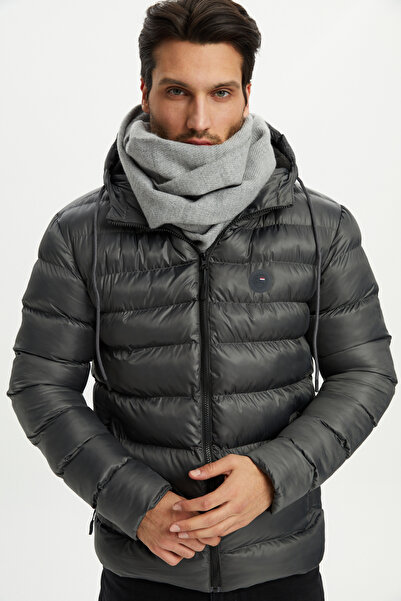 D1fference Men's Black Windproof Hooded Puffer Jacket - Lined Inside