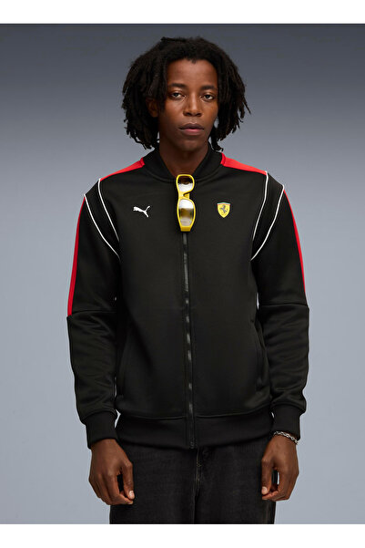 Puma 63276401 Ferrari MT7 Track Jacket P Siyah Regular Fit Düz Erkek Zip Ceket