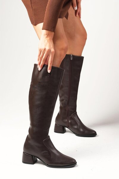 Mio Gusto Dámské boty na podpatku Alice Brown s bočním zipem, tenká podšívka z umělé kožešiny, oválná špička