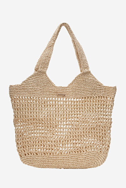 Dericlub DERİCLUB Kadın Hasır El Yapımı Omuz Çantası ZY 25004 BEJ