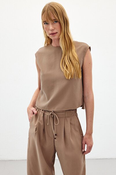 Sateen Блуза без рукавів - Візон