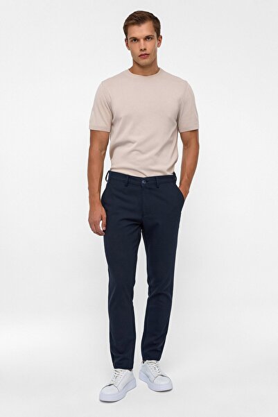 SÜVARİ Lacivert Slim Fit Desenli Kumaş Pantolon