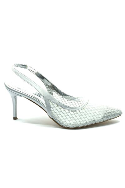 KCMN Feles Thin Heeled Mesh Women's Shoes Silver