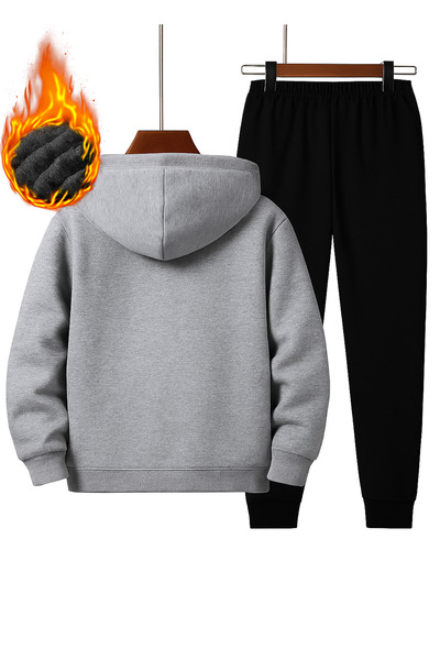 trendypassion Graues 2-teiliges Trainingsanzug-Set mit Reißverschluss für Herren