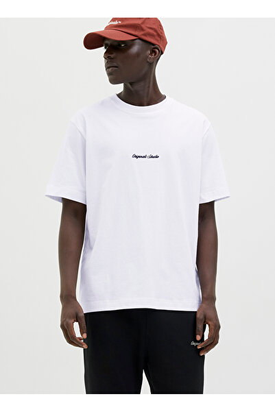 Jack & Jones Bisiklet Yaka Beyaz Erkek T-Shirt 12282892_JORNORREBRO EMB TEE SS CRE