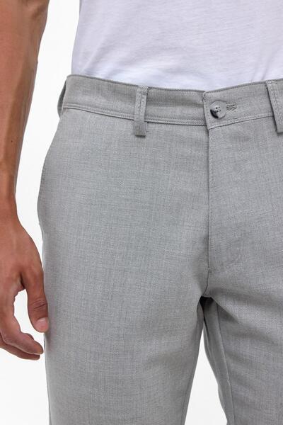 SÜVARİ Gri Slim Fit Desenli Kumaş Pantolon
