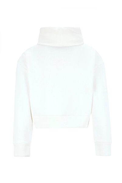 Fabrika Balıkçı Yaka Nakışlı Beyaz Kadın Sweatshırt F5WL-SWT0233
