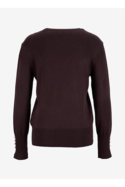 Fabrika Bisiklet Yaka Basic Düz Koyu Kahve Kazak Kadın PAGOSA