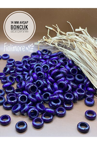 Fiolimore 14 mm ljubičaste drvene ravne perle (25 GRAMA 80 KOM) Promjer rupe ...