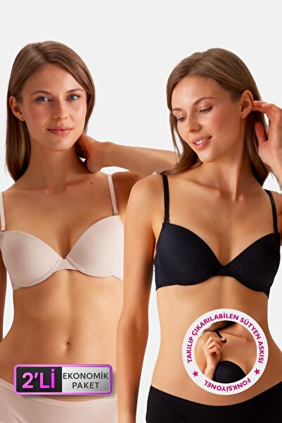 Pierre Cardin طقم تي شيرت وصدرية باللونين الأسود والجلد 6812 Como Underwire -...