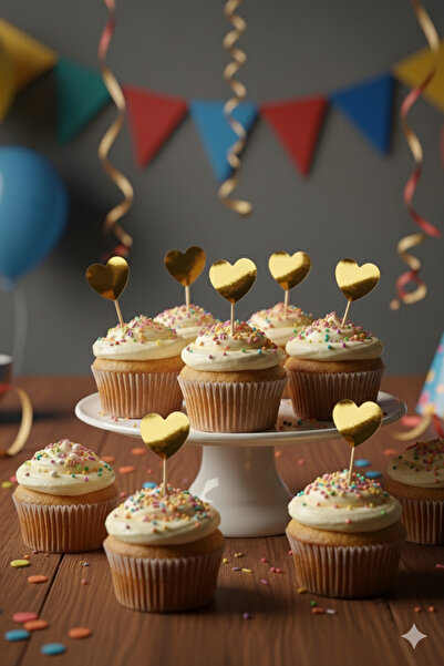 Deniz Party Store Metalik Gold Kalp Kürdan