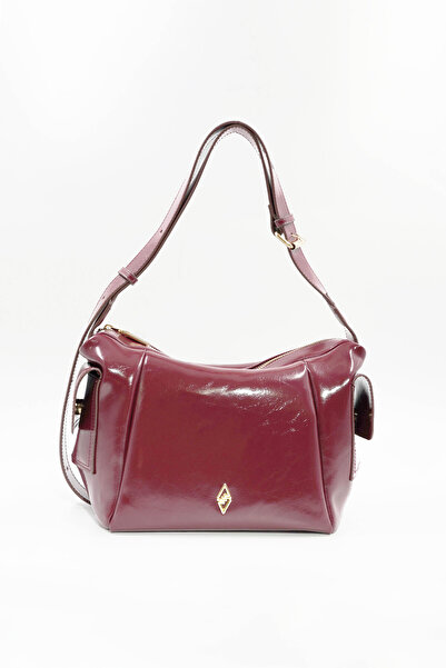 Aron Atelier Martina Bordo Kırışık Mat Rugan Kadın Omuz ve Çapraz Çantası