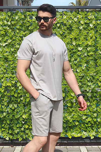 EydaMoon طقم رجالي من Stone مكون من قطعتين من القطن العادي بنسبة 100% من نسيج...