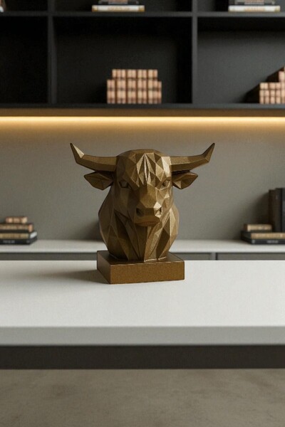 Storizaa Dekoratif Büst Boğa Heykel Özel Tasarım Hediye 12 X 16 Cm