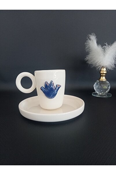 Zümrüdüanka Seramik Bird Embossed Handmade Ceramic Coffee Cup