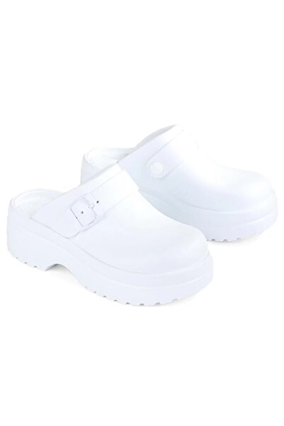 Kocamanlar Ayakkabı Kocamanlar Sabo Doctor and Nurse Slippers Thick Sole Orthopedic Women's Slippers White