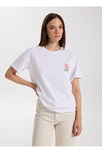Columbia 9210101100CS0430 Beyaz O Yaka Normal Baskılı Kadın T-Shirt