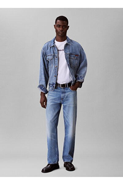 Calvin Klein Jeans Bisiklet Yaka Baskılı Beyaz Erkek T-Shirt LV04RC858GYAA SS GLITCHED LOGO EU C