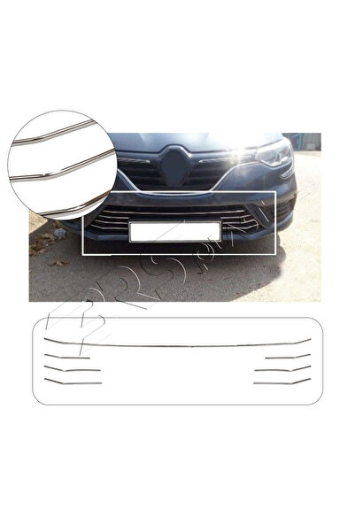 ServetDizaynOto Renault Megane 4 Uyumlu 2016-2020 Krom Ön Tampon Çıtası Ve Ön...