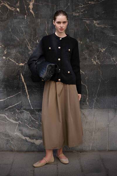 Hooopstore Black Cardigan with Boucle Texture
