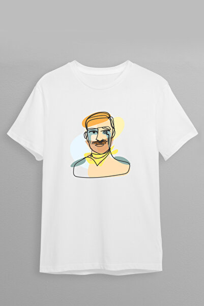 Justime Design Vectoral Man Front Print Oversize Cotton Crew Neck Unisex T-Shirt