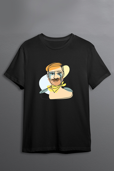 Justime Design Vectoral Man Front Print Oversize Cotton Crew Neck Unisex T-Shirt