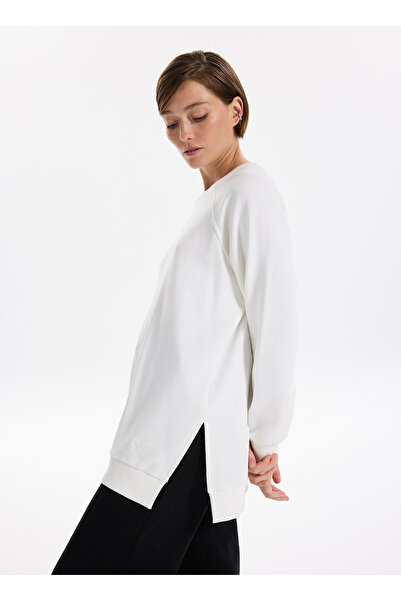 Fabrika Bisiklet Yaka Düz Ekru Kadın Sweatshırt FALU-Y