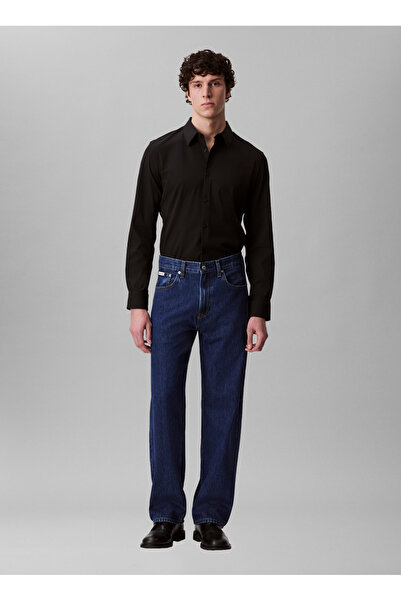 Calvin Klein Normal Gömlek Yaka Siyah Erkek Gömlek LV04LB149GUB1_LS TECH STRETCH SLIM