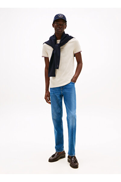 Tommy Hilfiger Bisiklet Yaka Bej Erkek T-Shirt MW0MW32584ACG_TOMMY LOGO TIPPE...