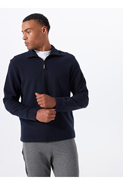 Discovery Expedition D5WM-SWT3871 Lacivert Dik Yaka Relaxed Düz Erkek Sweatshırt