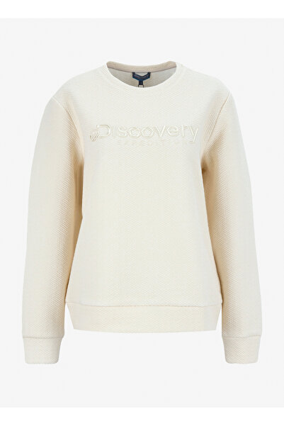 Discovery Expedition D5WL-SWT3588 Ekru Dik Yaka Relaxed Nakışlı Kadın Sweatshırt