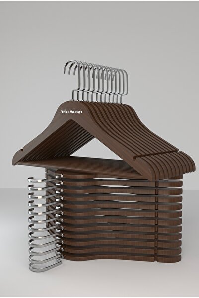 askı sarayı Ceviz Ahşap Kıyafet Ve Elbise Askısı Özel Sılver Amerikan Kanca 1...