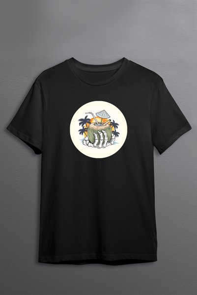 Justime Design Summer Front Print Oversize Cotton Crew Neck Unisex T-Shirt