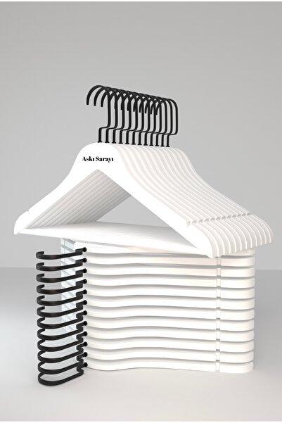 askı sarayı Beyaz Ahşap Kıyafet Ve Elbise Askısı Özel Black Amerikan Kanca 12...