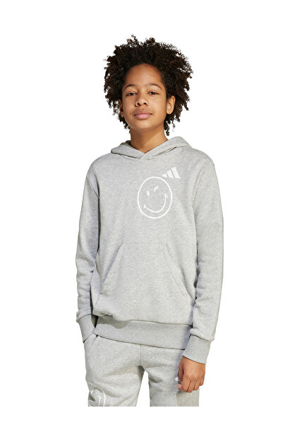 adidas Печатана сива мъжка блуза с качулка JN2162 J SMI HOODIE