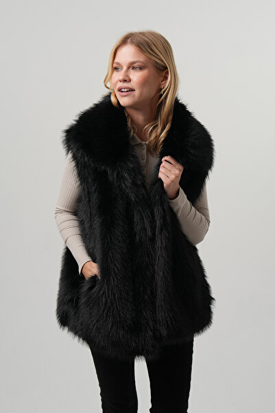 PIQUE Women's fur vest women's belted fur vest