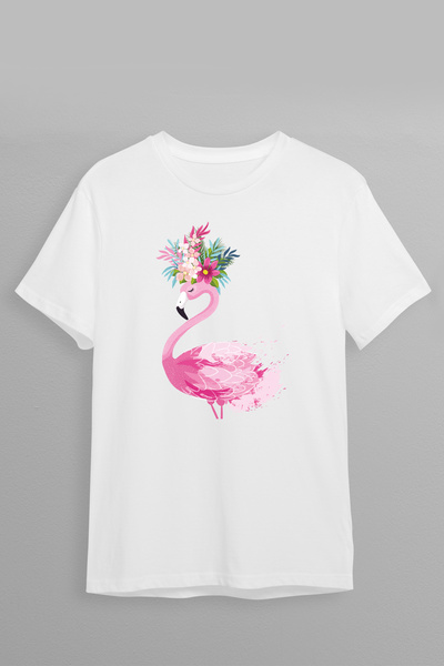 Justime تي شيرت بتصميم Swan Front Print كبير الحجم من القطن برقبة دائرية للجنسين