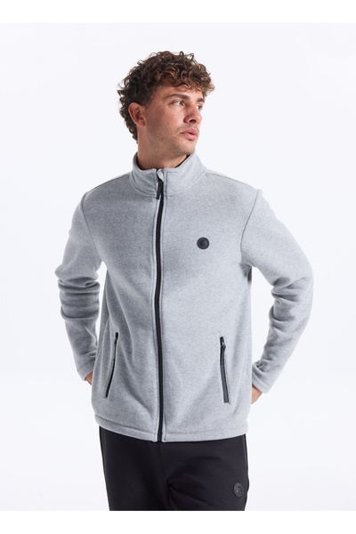 Discovery Expedition D5WM-SWT3301 Gri Melanj Dik Yaka Basic Düz Erkek Polar Sweatshırt