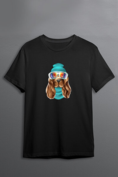 Justime تي شيرت للجنسين من القطن ذو رقبة دائرية كبيرة الحجم مطبوع عليه كلب مع...