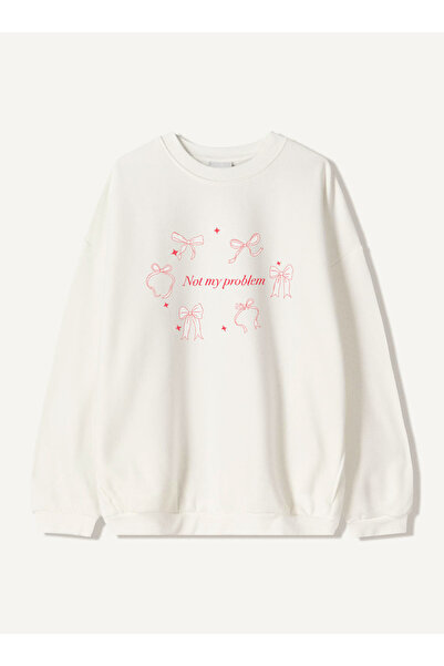 Disante سويت شيرت نسائي كبير الحجم مطبوع عليه Not My Problem – ياقة دائرية، 3...