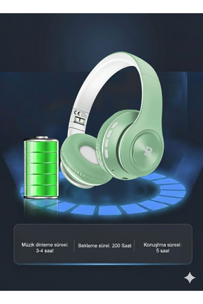 Tech&bello accessories Kablosuz Kulaküstü Bluetooth Kulaklık Stereo-Mikrofon-aux HK-036