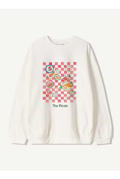 Disante Hanorac oversize pentru femei The Picnic Printed – Gât cu gât rotund,...