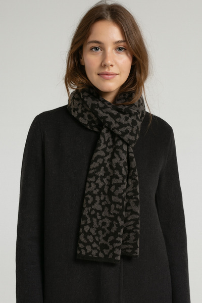 Sebir Moda Leopar Desenli Triko Atkı