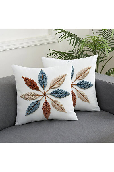 Alkan Homes 2 Li Kombin Nakış Desenli 3 Boyutlu Dijital Baskılı Kırlent Kılıfı